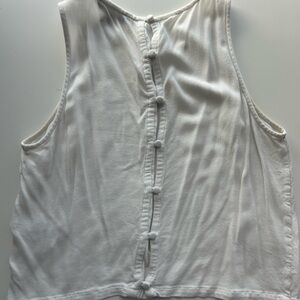 White Sleeveless back Button-Down Top